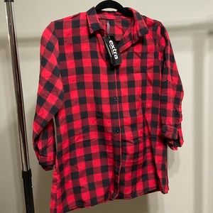 Red Queen Red and Black Button Down Shirt